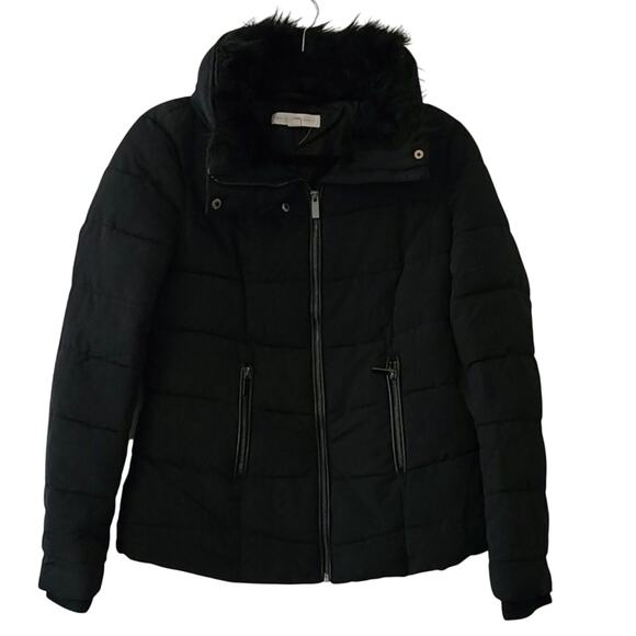 New York & Co. Black Puffer Coat with Faux Fur Lined Hood, Size XL, EUC - Picture 1 of 11